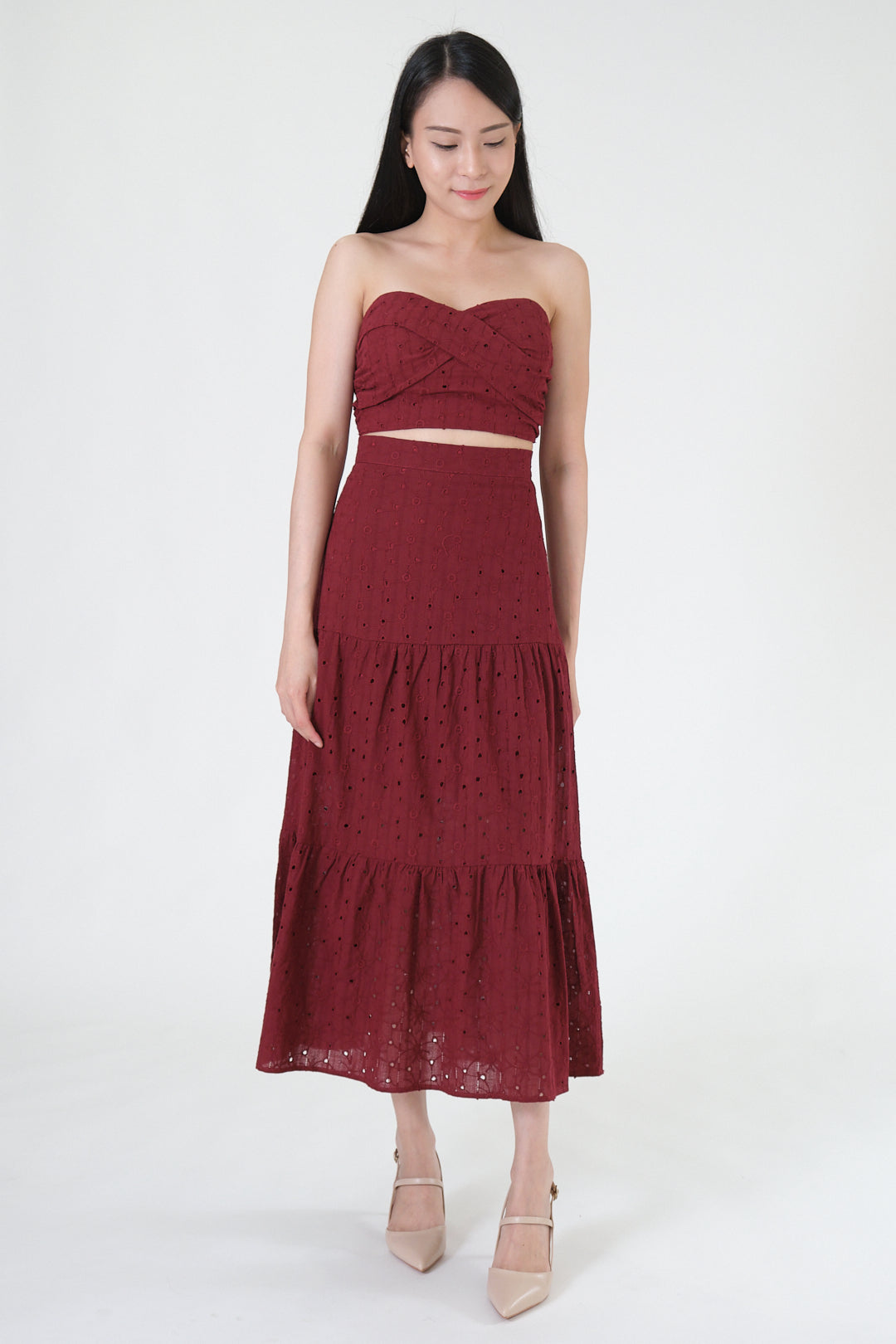 Chixxie Ixia Lace Two-Piece Set (Red)