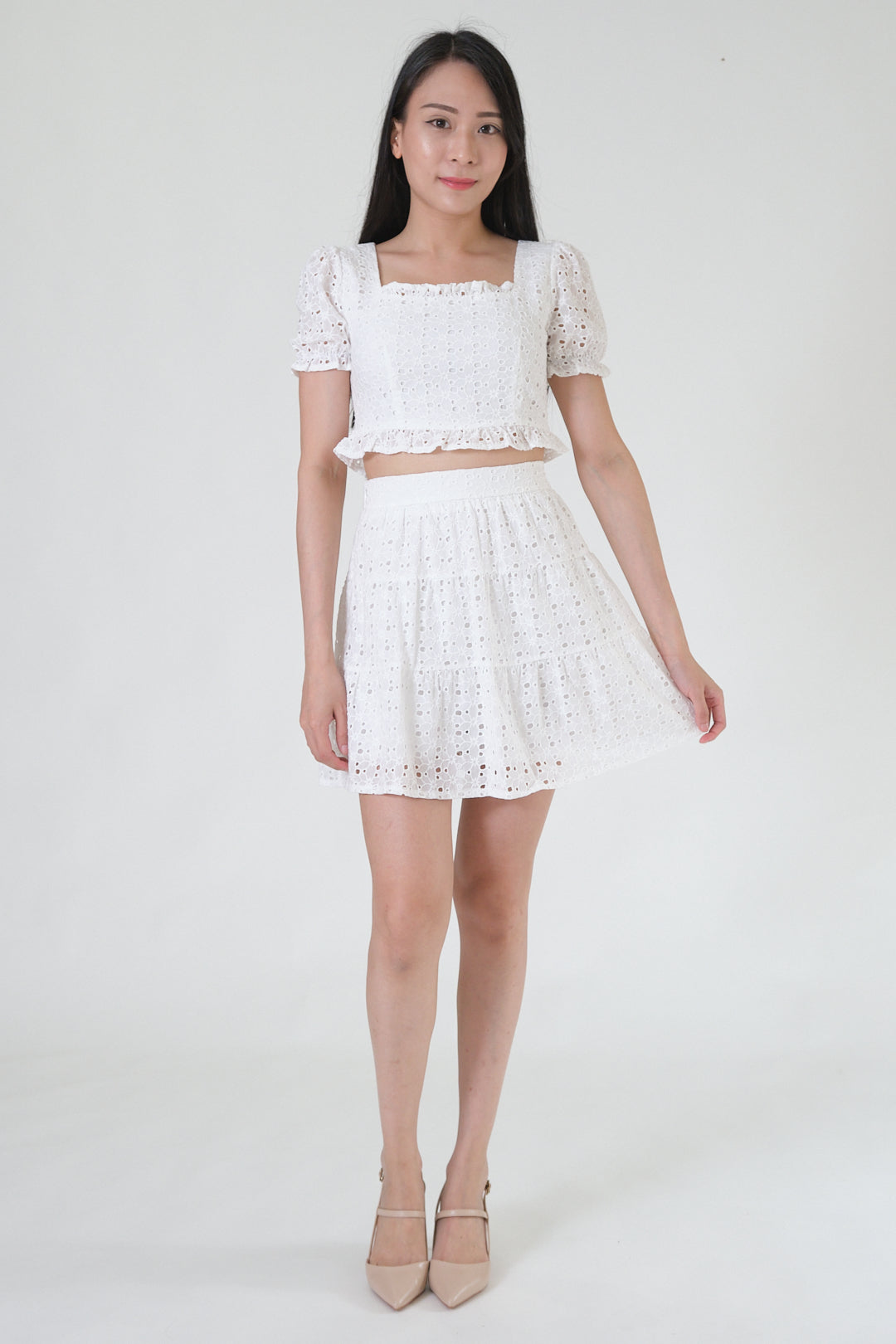 Chixxie Venice Lace Two-Piece Set (White)