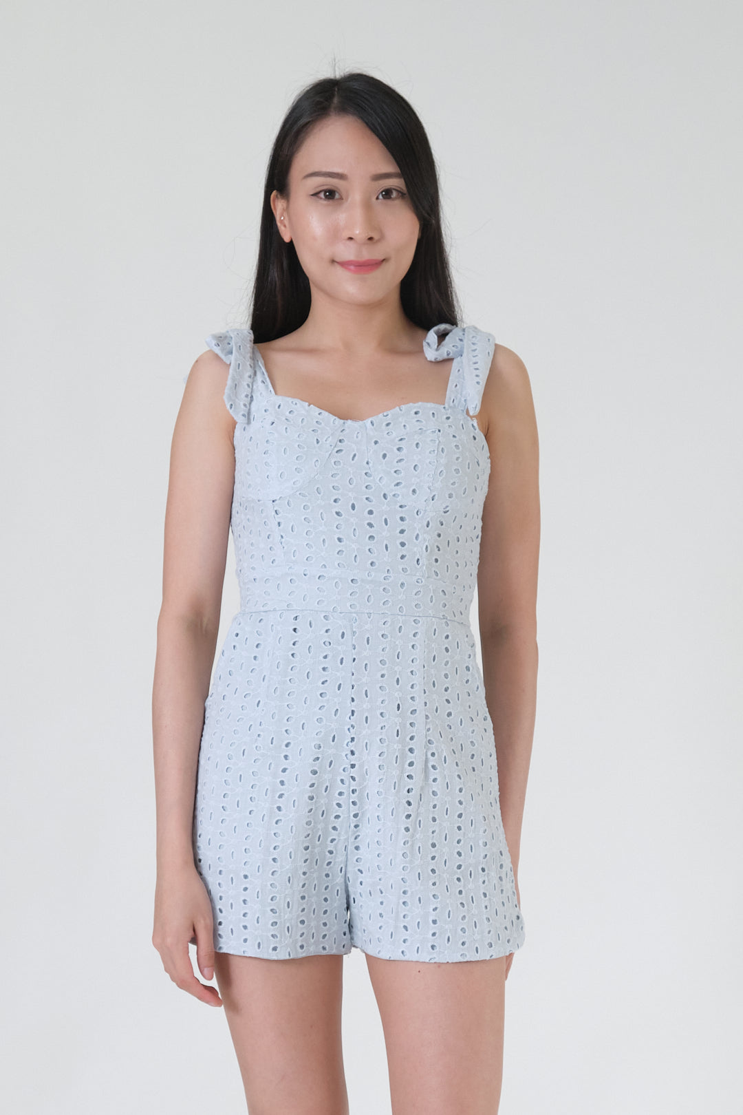 Chixxie Mikaela Ribbon Lace Playsuit (Blue)