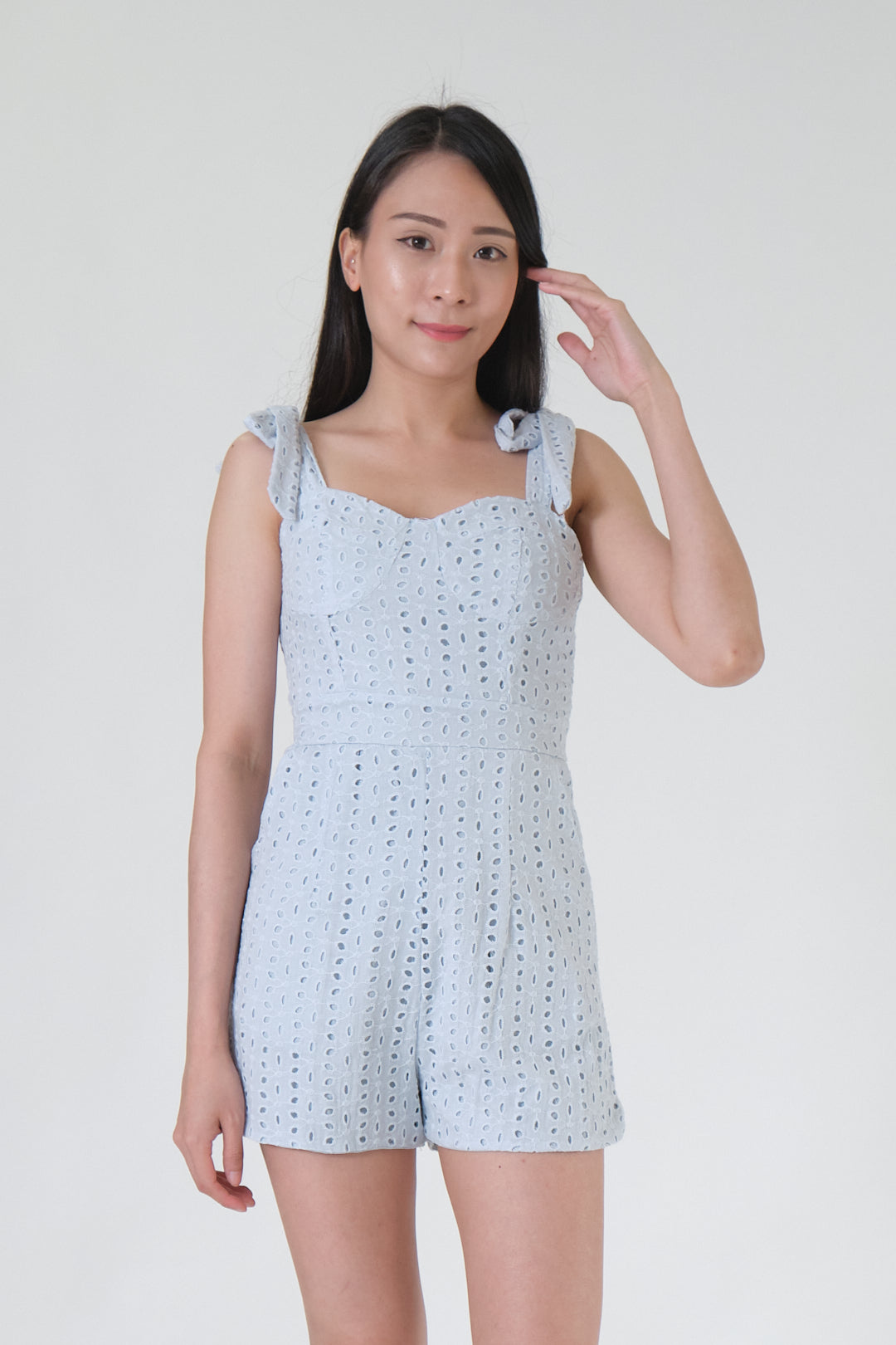 Chixxie Mikaela Ribbon Lace Playsuit (Blue)