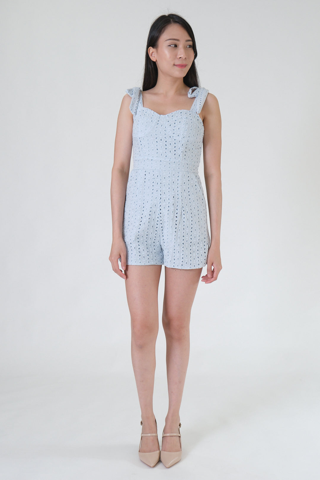 Chixxie Mikaela Ribbon Lace Playsuit (Blue)