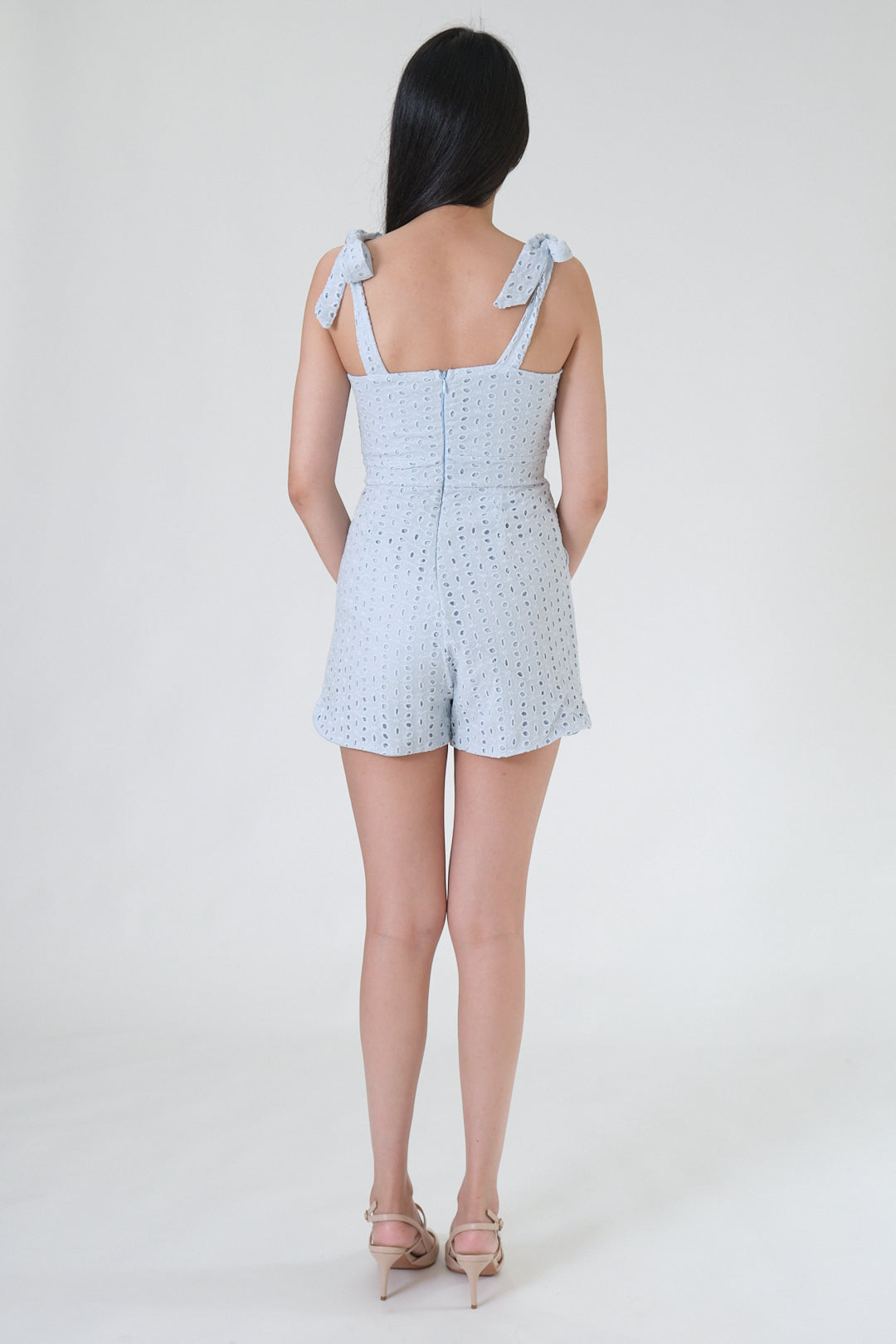 Chixxie Mikaela Ribbon Lace Playsuit (Blue)