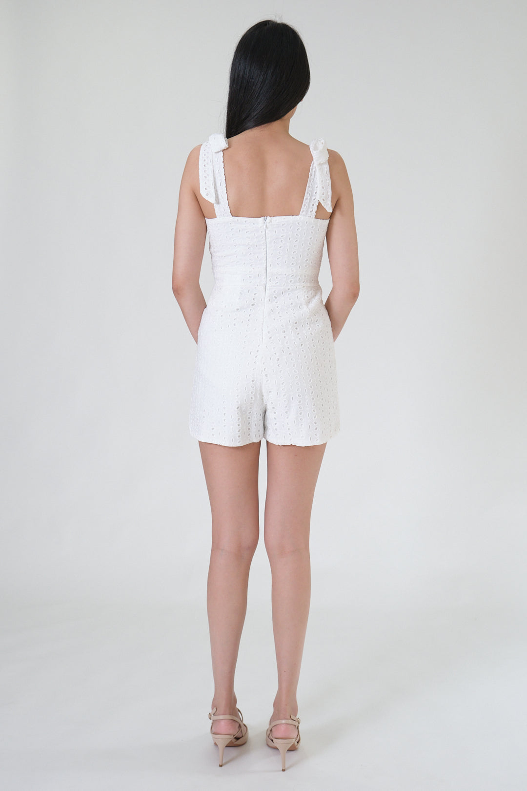 Chixxie Mikaela Ribbon Lace Playsuit (White)