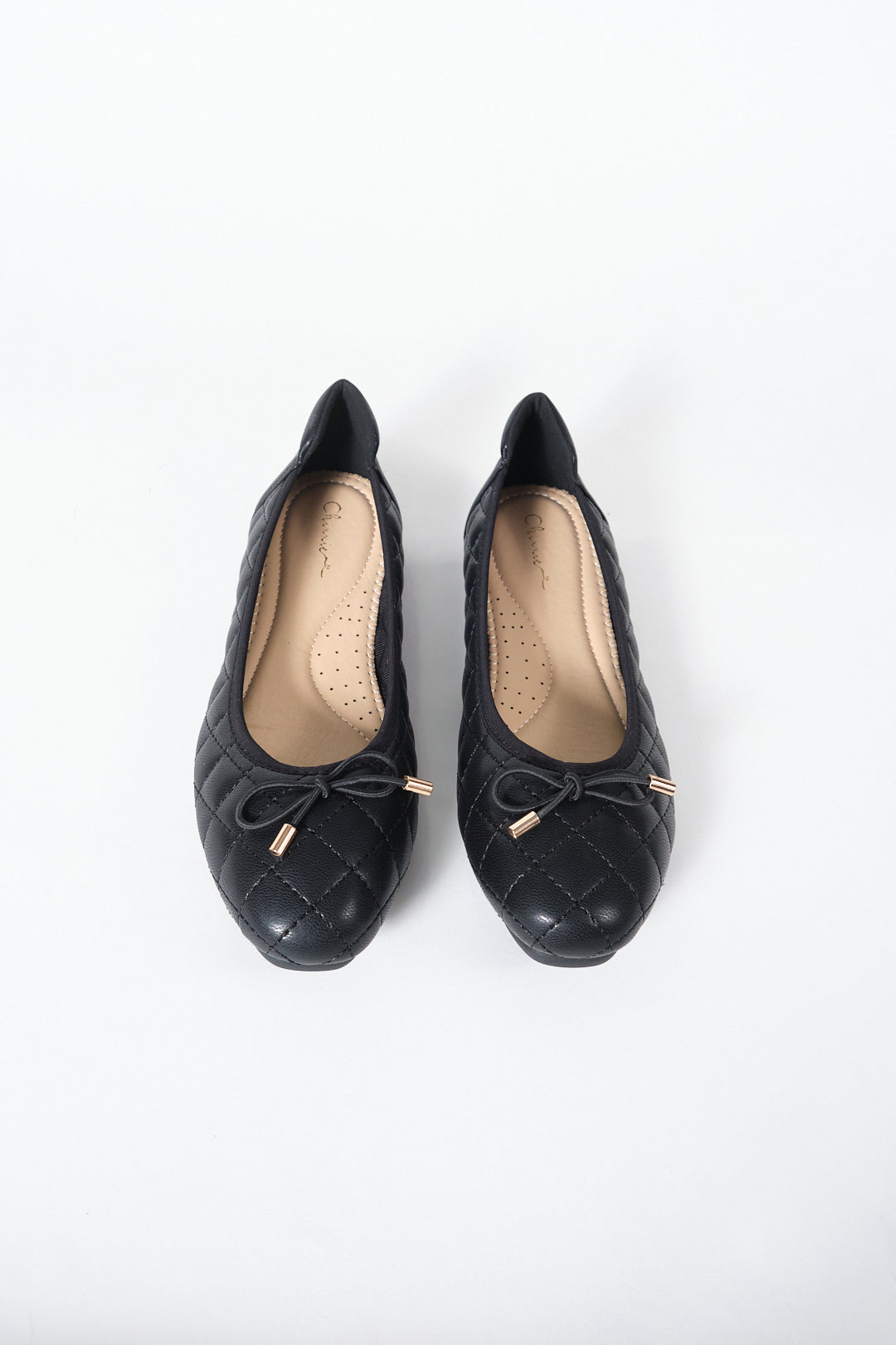 Chixxie XP20 Ribbon Tie Quilt Round Toe Flats