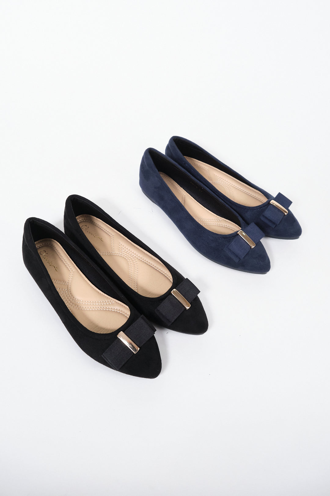 Chixxie XP16 Suede Ribbon Pointed Toe Flats