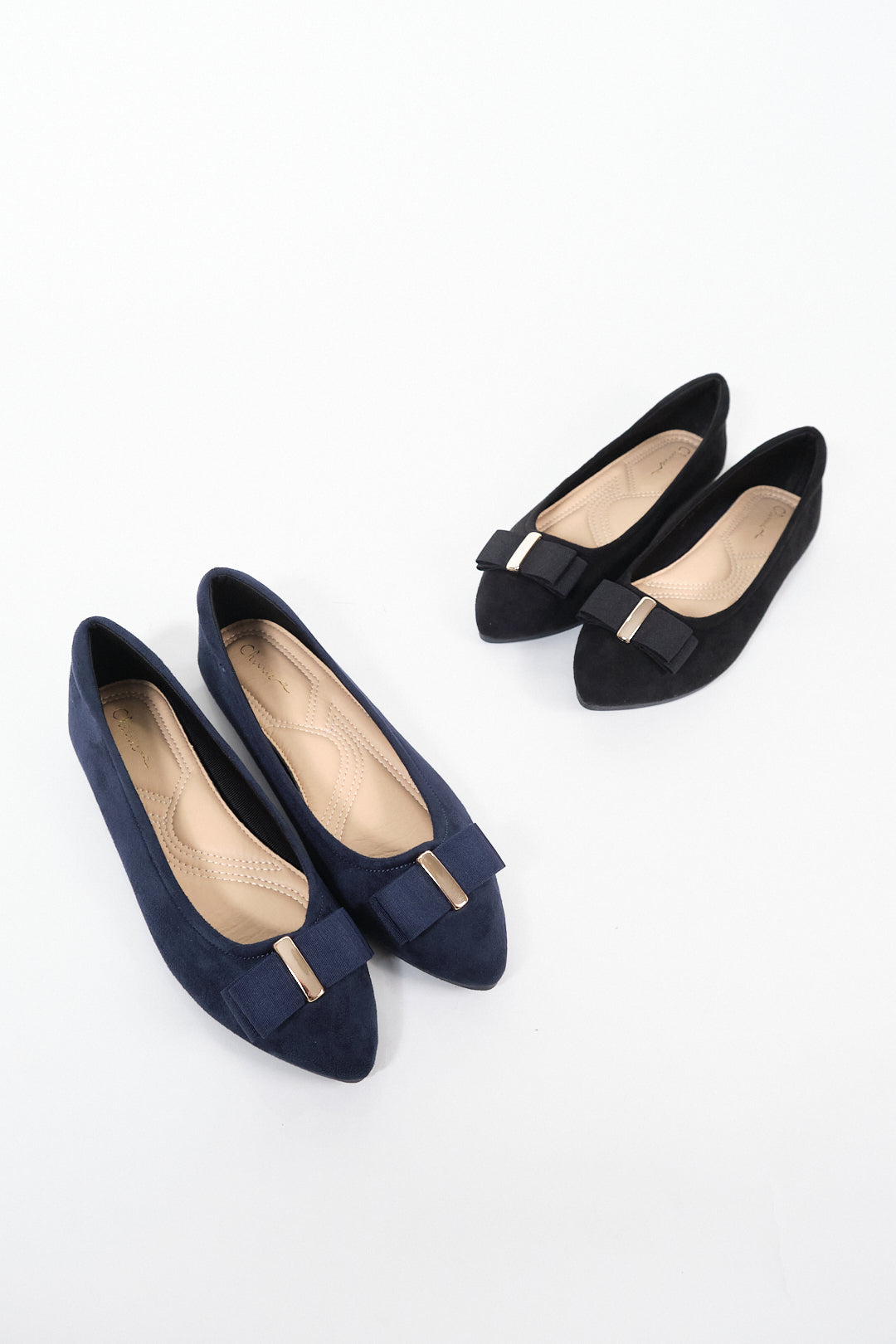 Chixxie XP16 Suede Ribbon Pointed Toe Flats