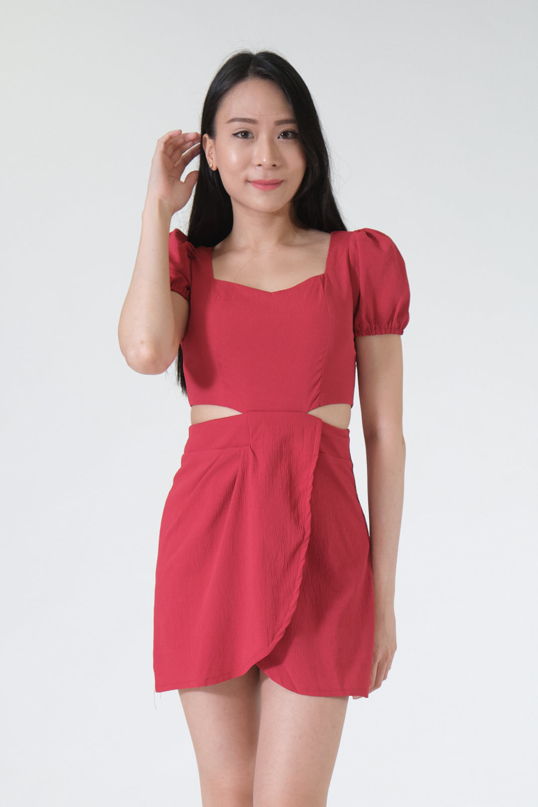 Chixxie Penny Cutout Short Dress (Red)