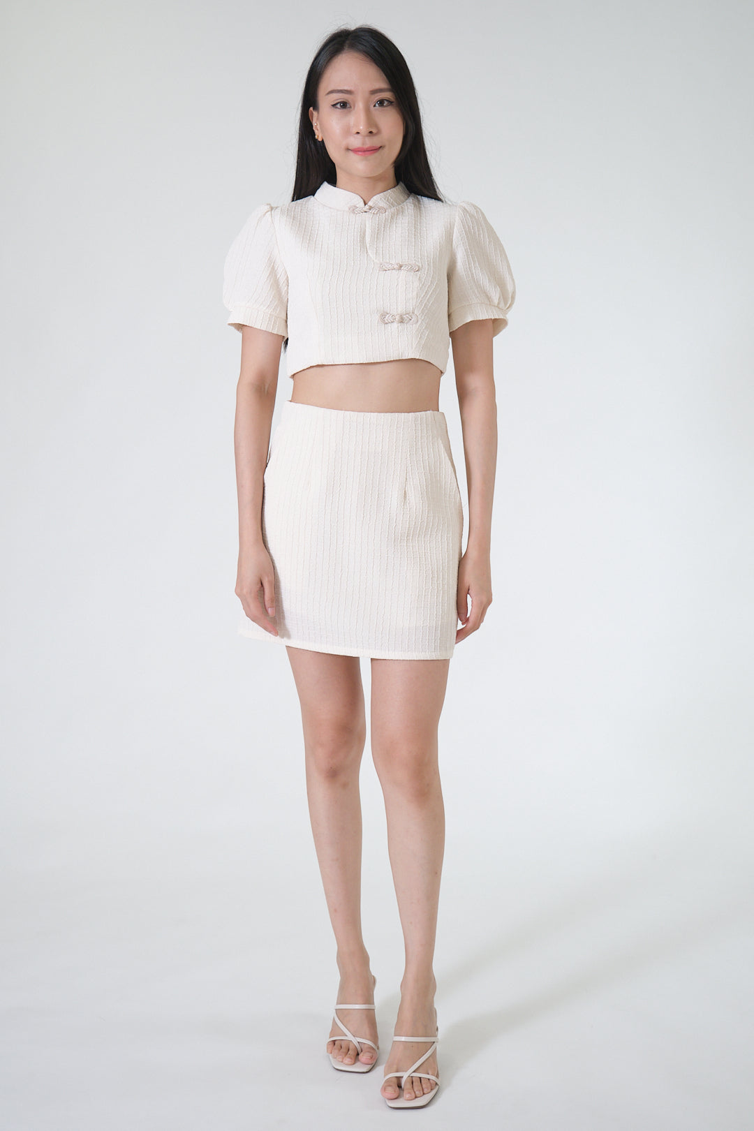 Chixxie Cassandra Cheongsam Two-Piece Set (Cream)