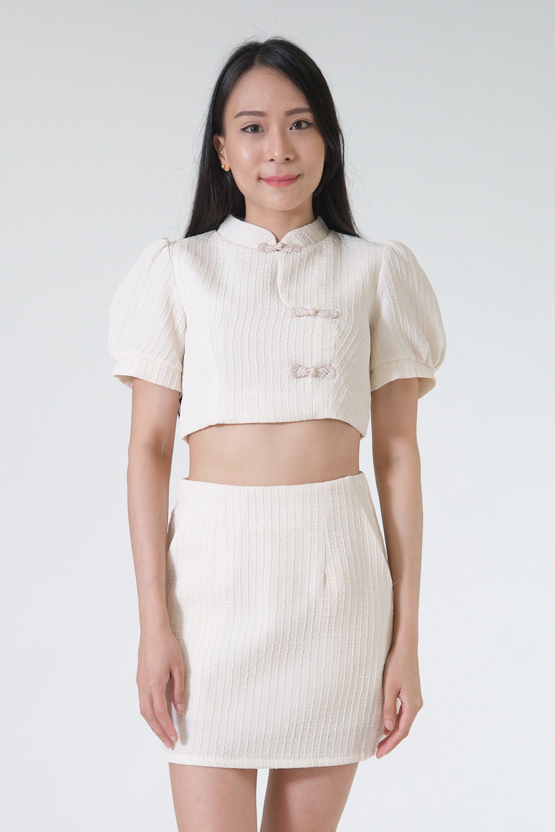 Chixxie Cassandra Cheongsam Two-Piece Set (Cream)