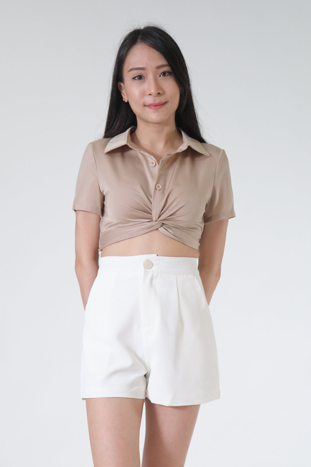 Chixxie Peyton Twist Crop Top (Khaki)