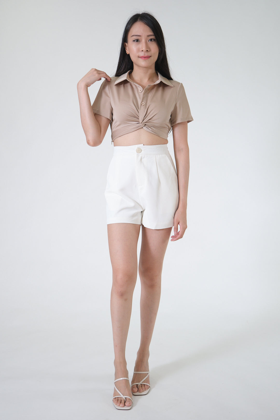 Chixxie Peyton Twist Crop Top (Khaki)