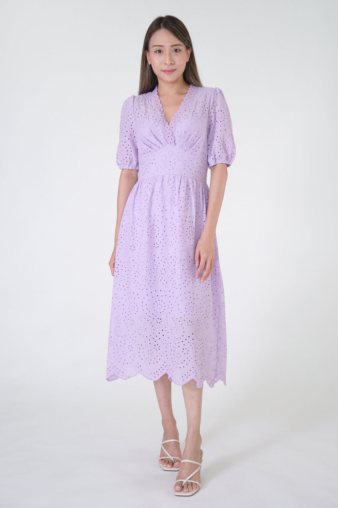 Chixxie Brynn Midi Lace Dress (Pastel Purple)