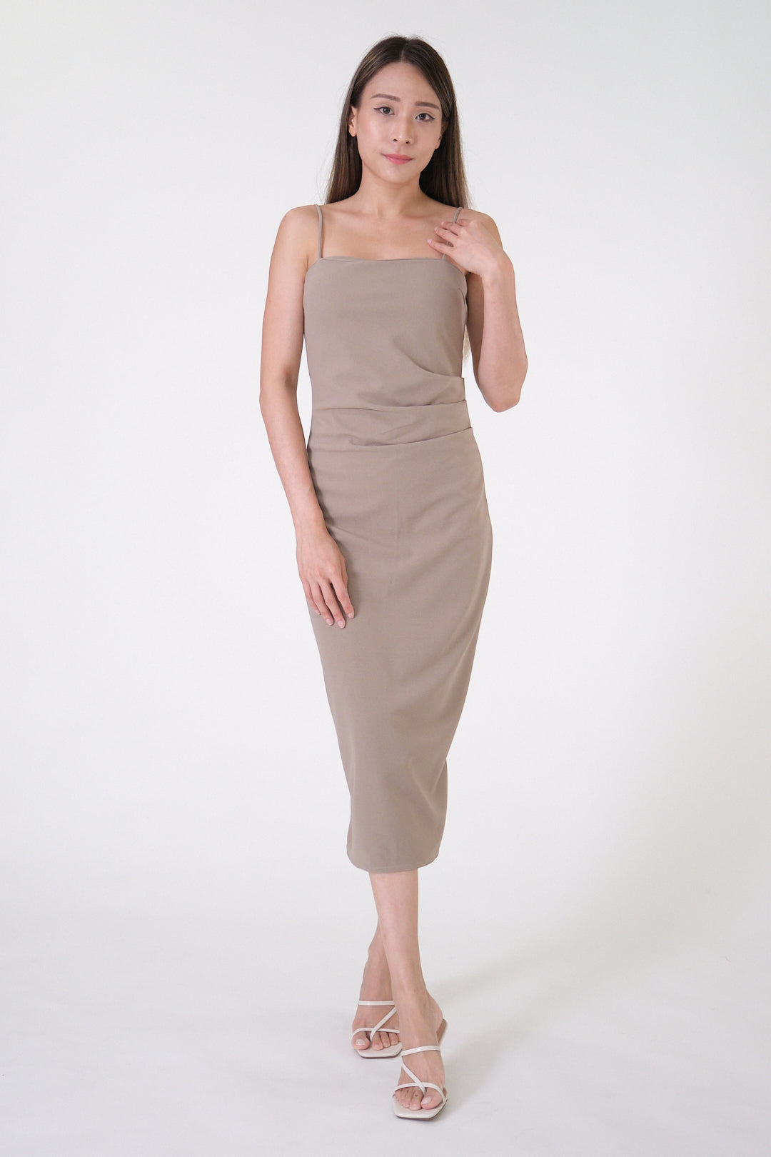 Chixxie Miley Midi Dress (Khaki)