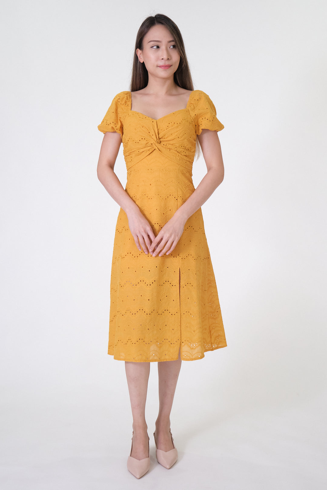 Chixxie Charlene Lace Midi Dress (Yellow)