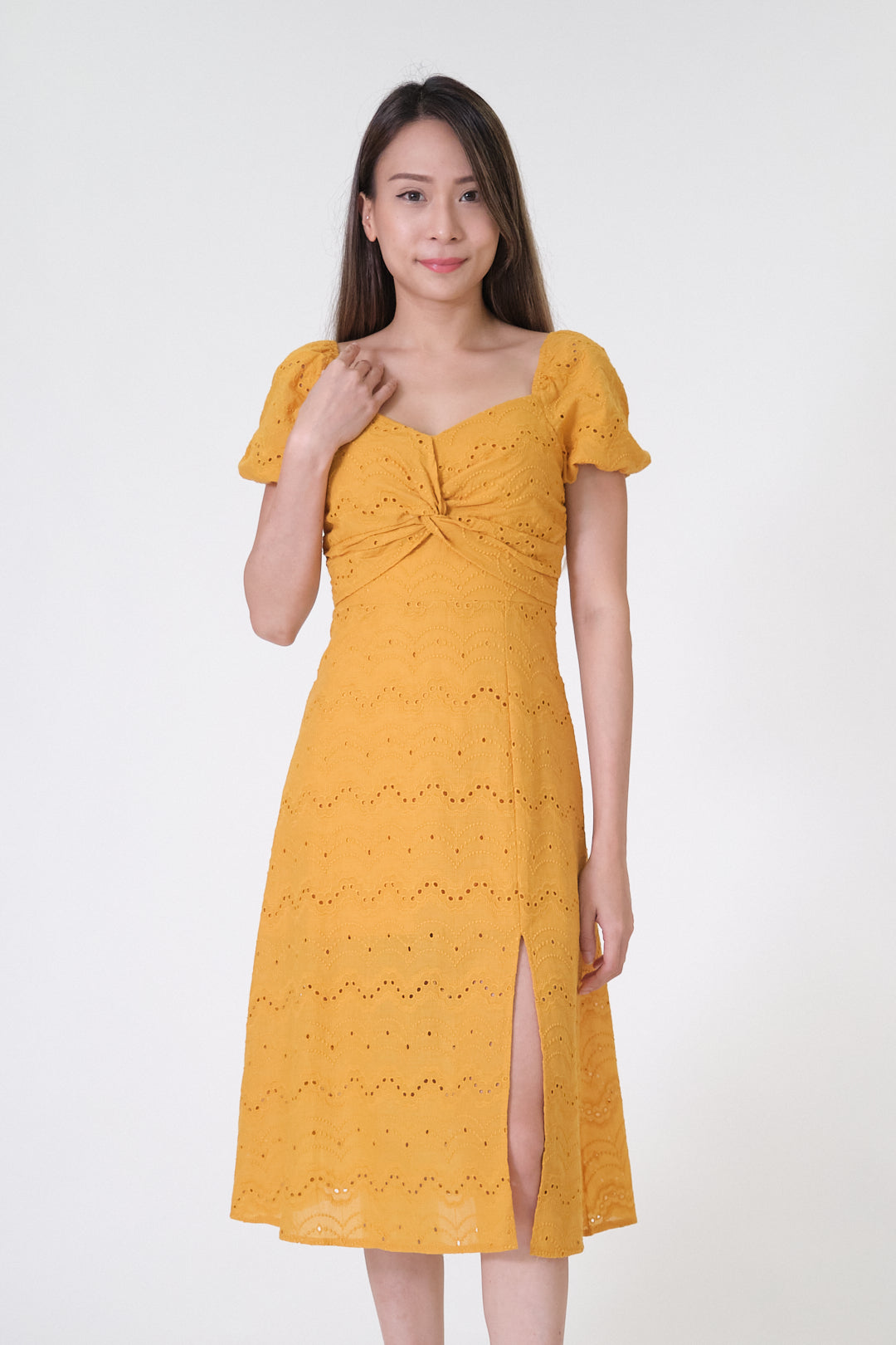 Chixxie Charlene Lace Midi Dress (Yellow)