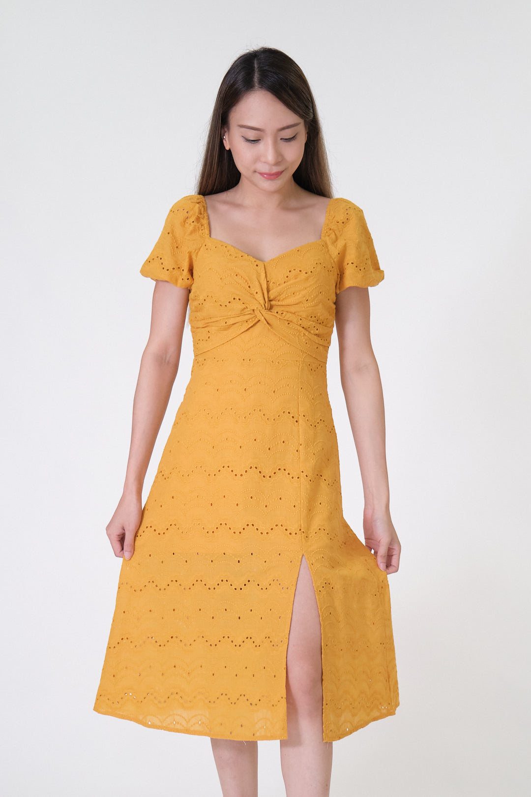 Chixxie Charlene Lace Midi Dress (Yellow)