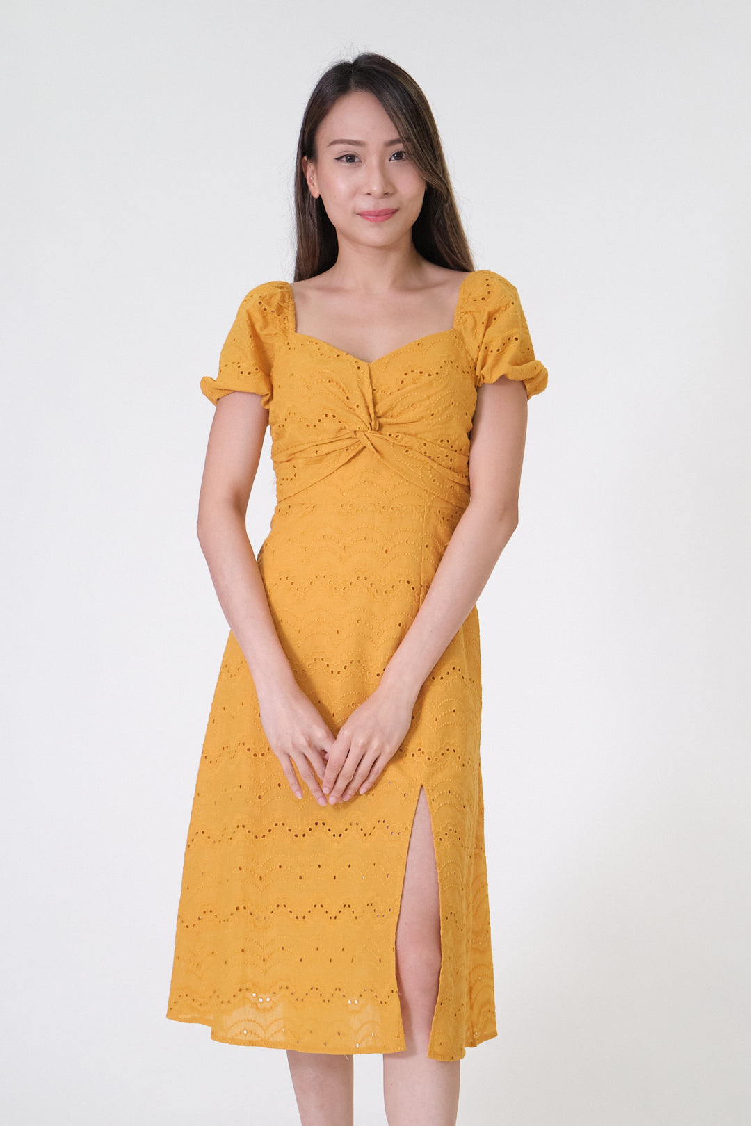 Chixxie Charlene Lace Midi Dress (Yellow)