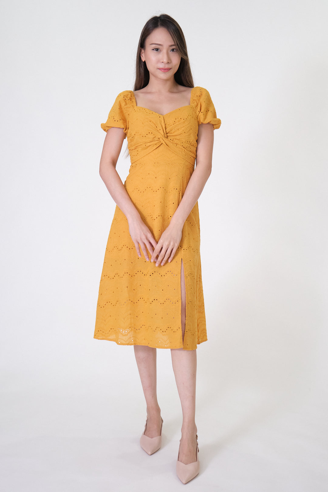 Chixxie Charlene Lace Midi Dress (Yellow)