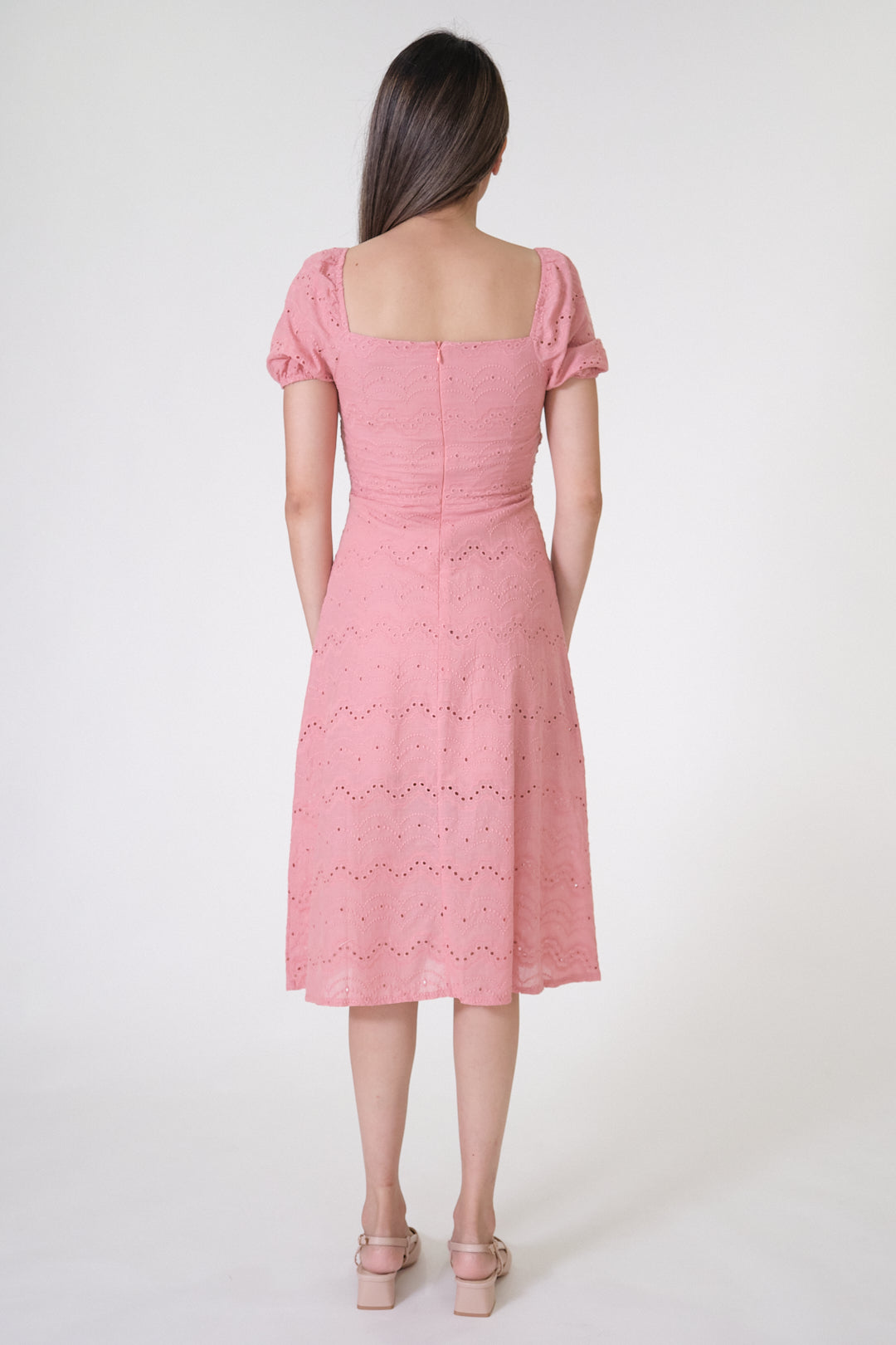 Chixxie Charlene Lace Midi Dress (Pink)