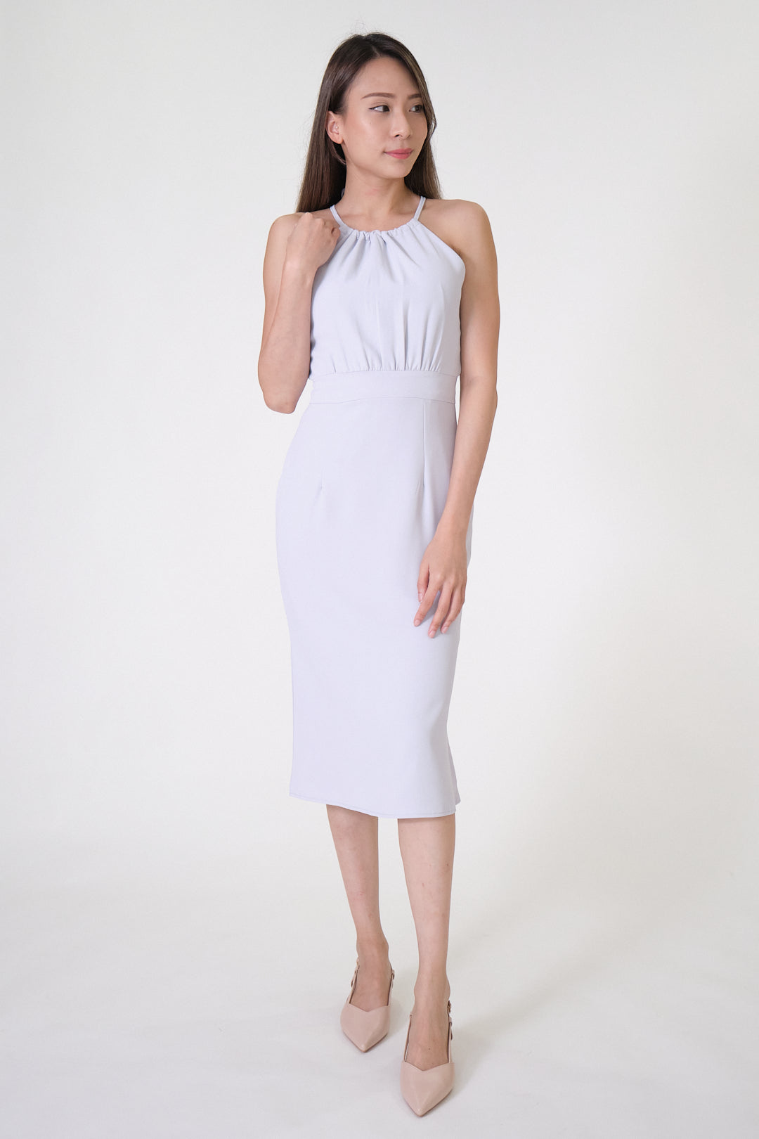 Chixxie Kylie Halter Midi Dress (Blue)
