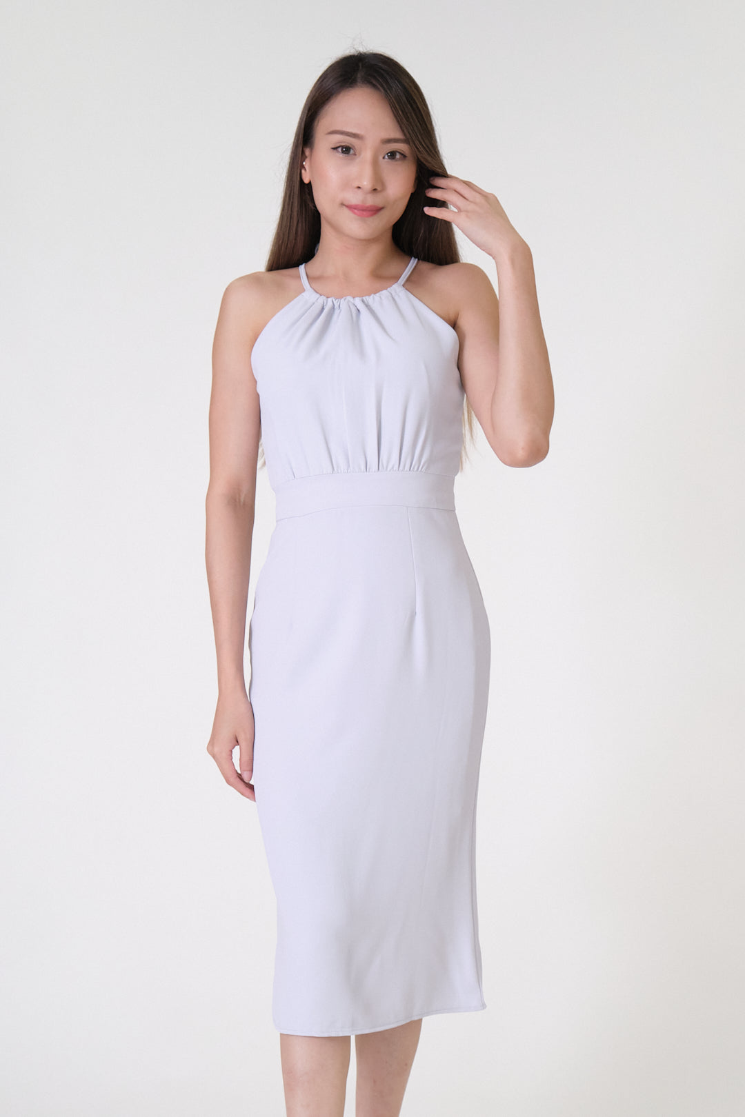 Chixxie Kylie Halter Midi Dress (Blue)