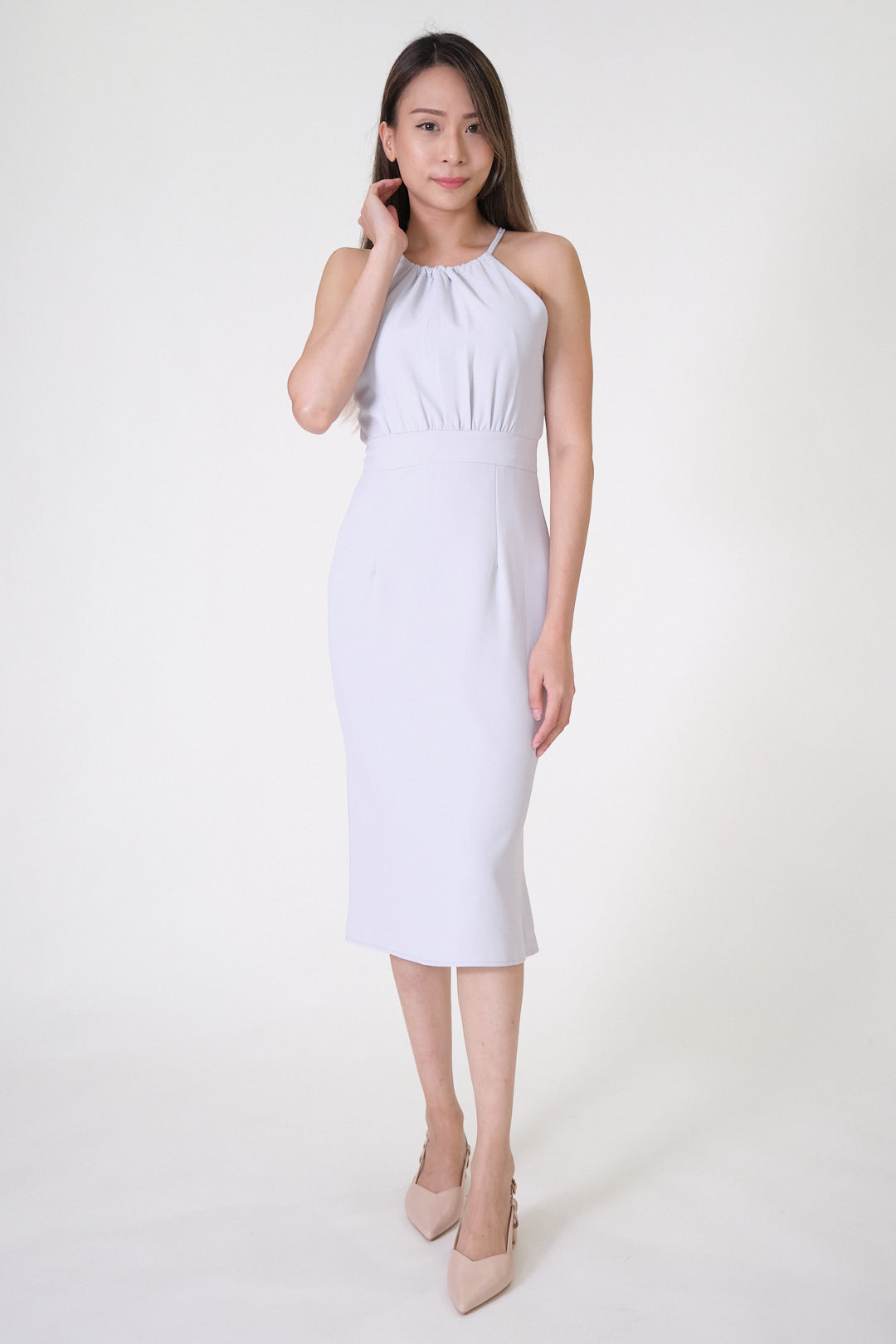 Chixxie Kylie Halter Midi Dress (Blue)