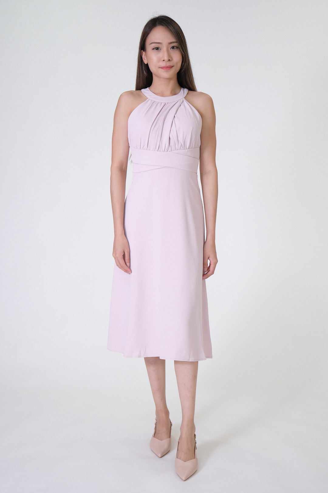 Chixxie Scarlett Halter Midi Dress (Pink)