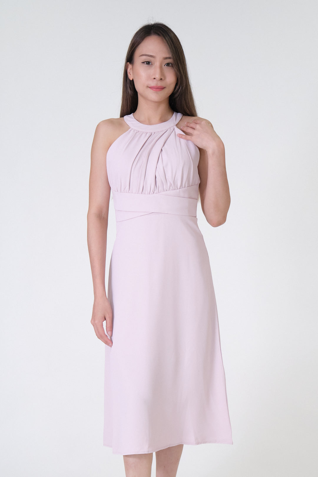 Chixxie Scarlett Halter Midi Dress (Pink)
