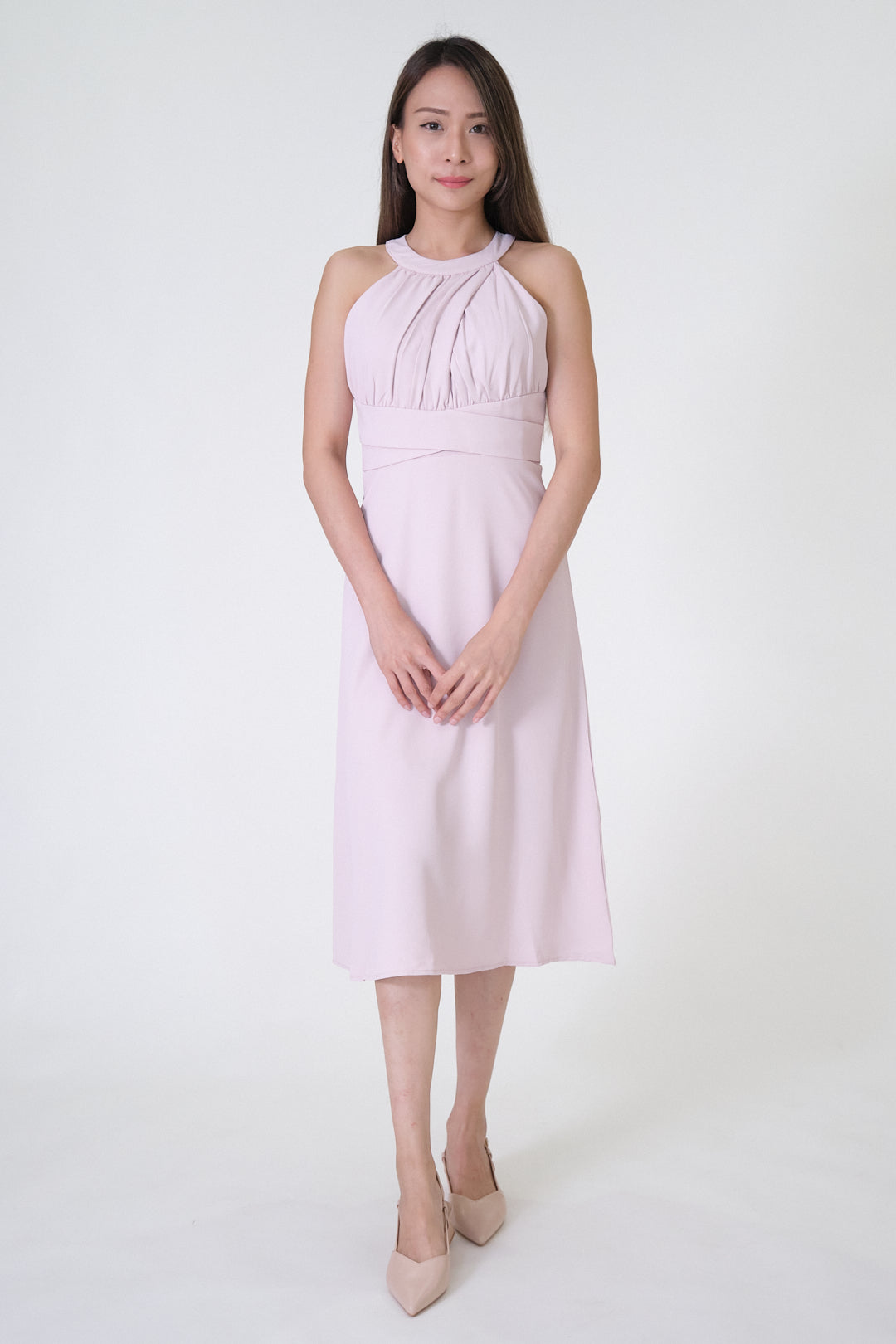 Chixxie Scarlett Halter Midi Dress (Pink)