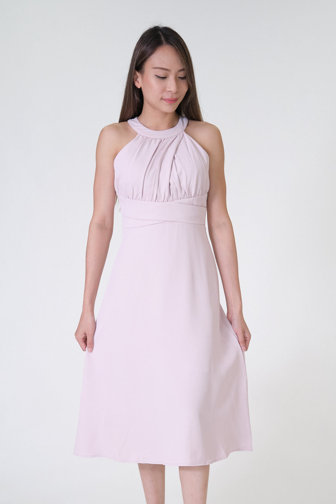 Chixxie Scarlett Halter Midi Dress (Pink)