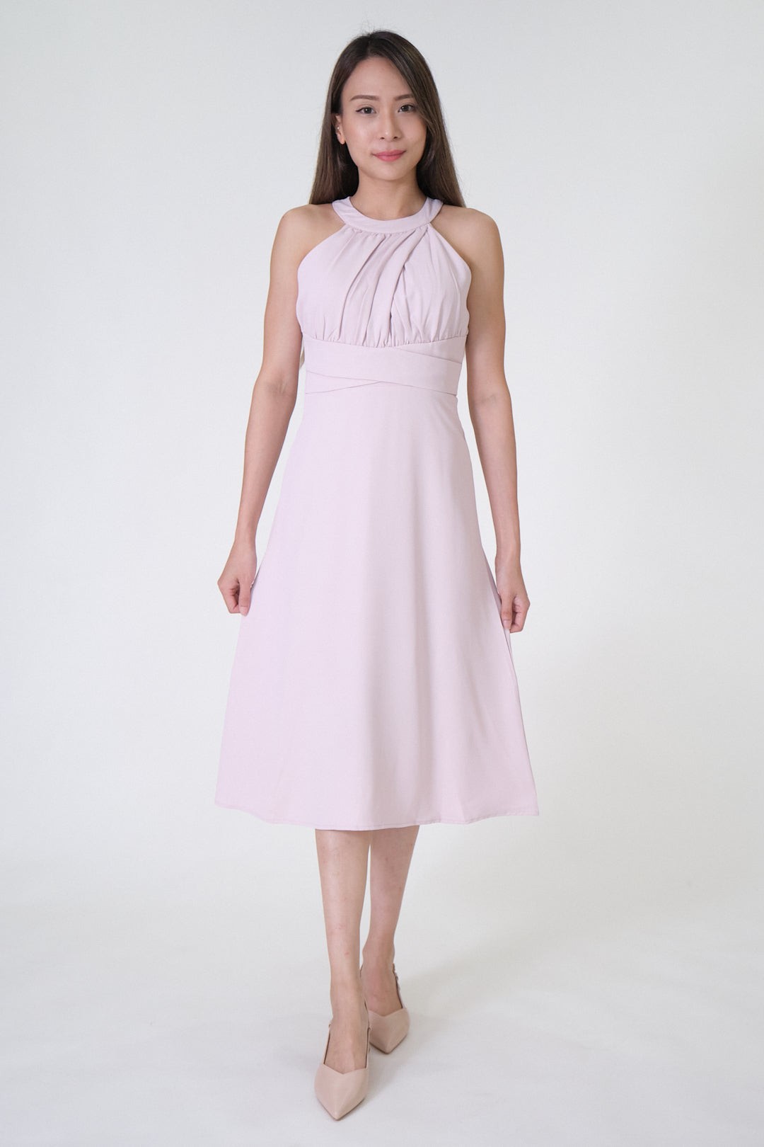 Chixxie Scarlett Halter Midi Dress (Pink)