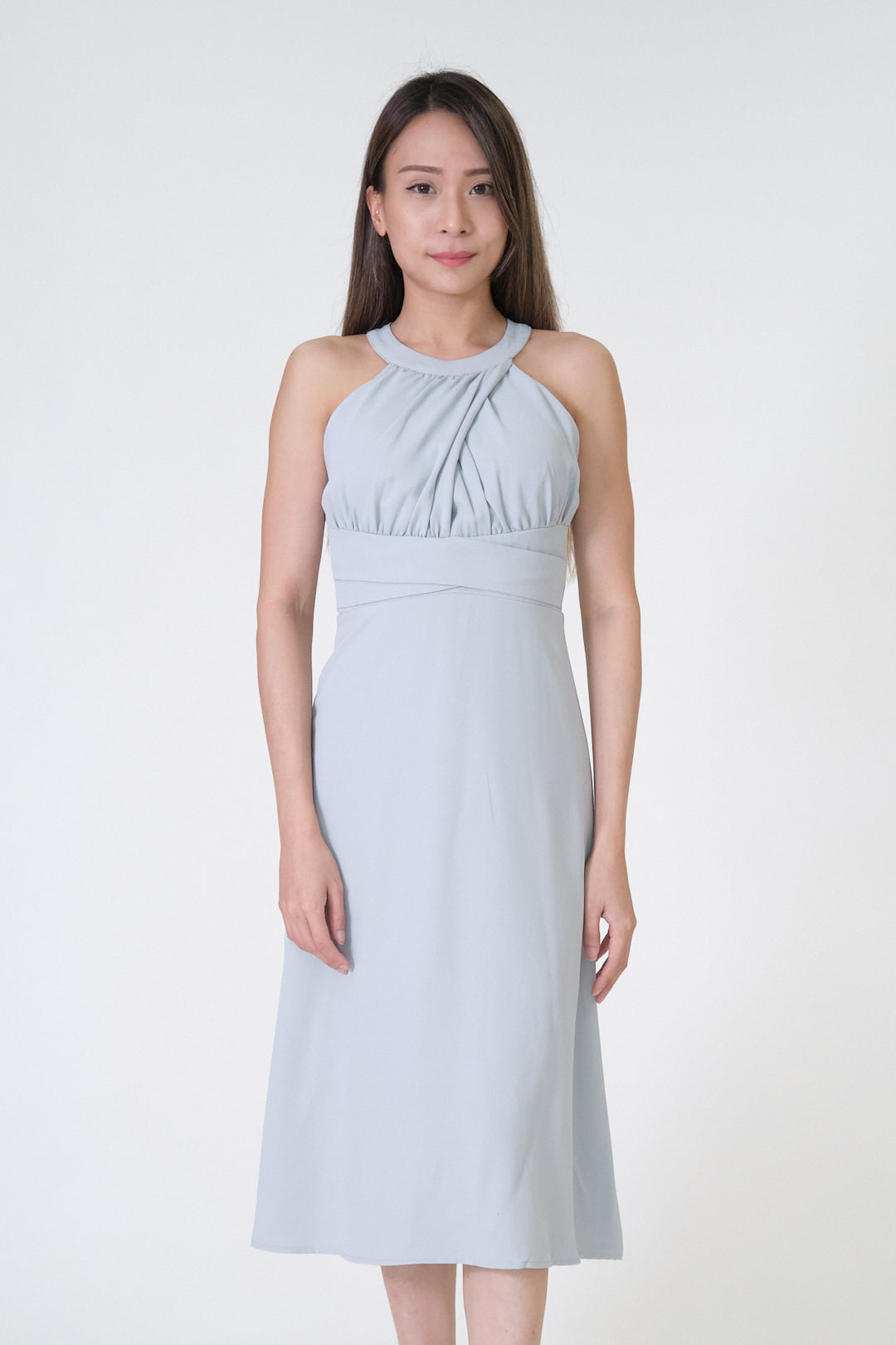 Chixxie Scarlett Halter Midi Dress (Cyan)