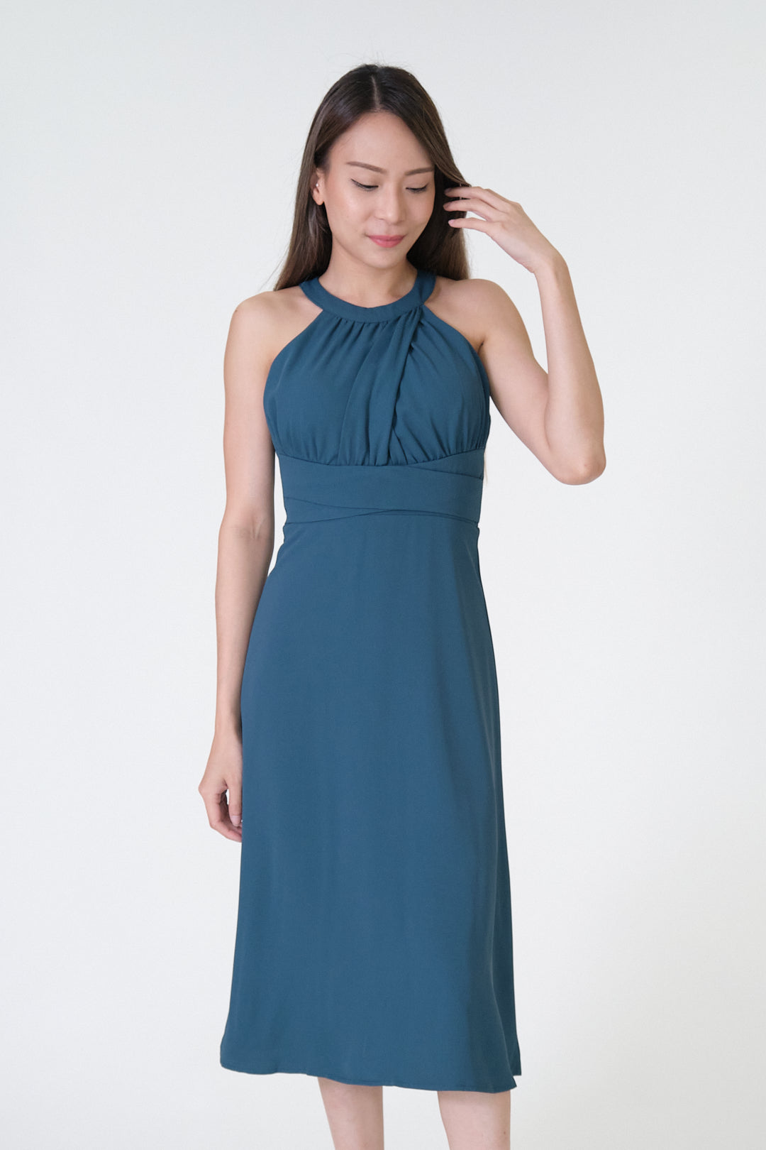 Chixxie Scarlett Halter Midi Dress (Dark Green)