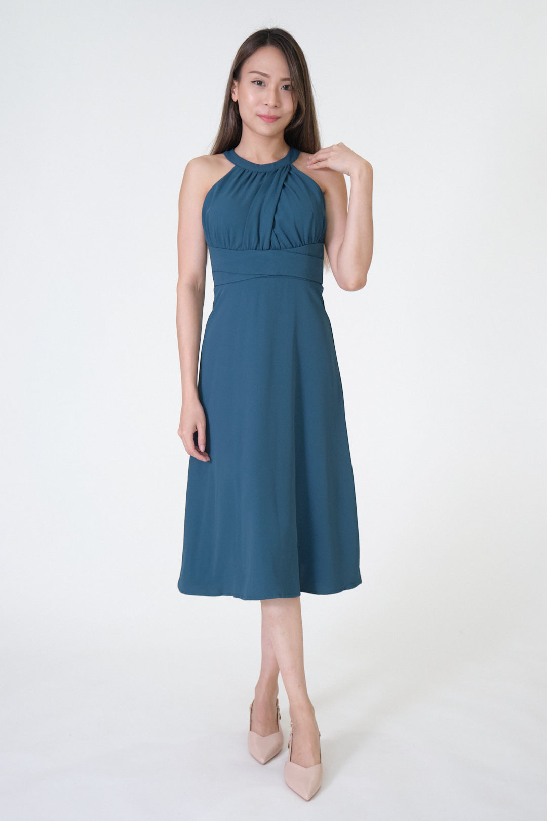 Chixxie Scarlett Halter Midi Dress (Dark Green)