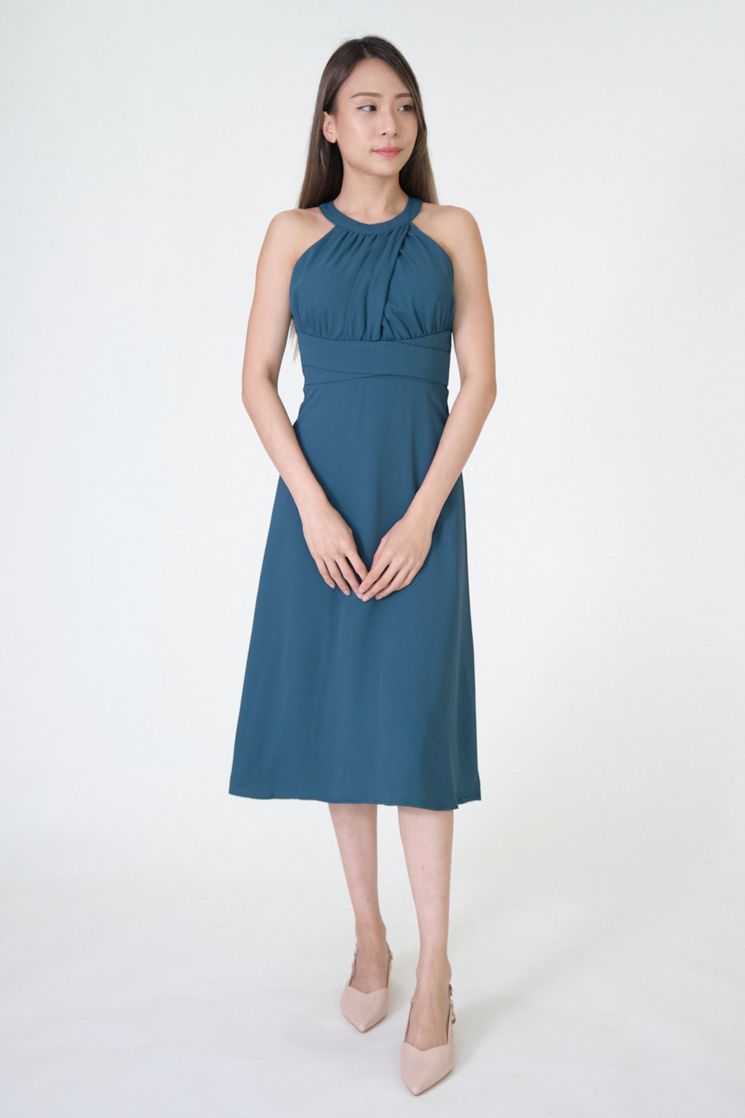 Chixxie Scarlett Halter Midi Dress (Dark Green)