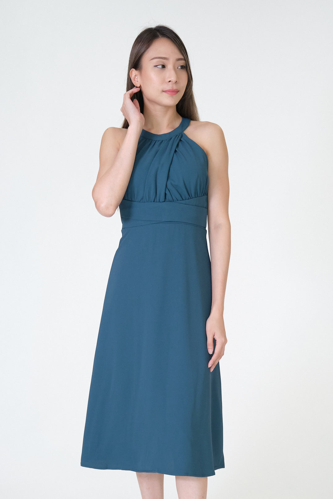Chixxie Scarlett Halter Midi Dress (Dark Green)