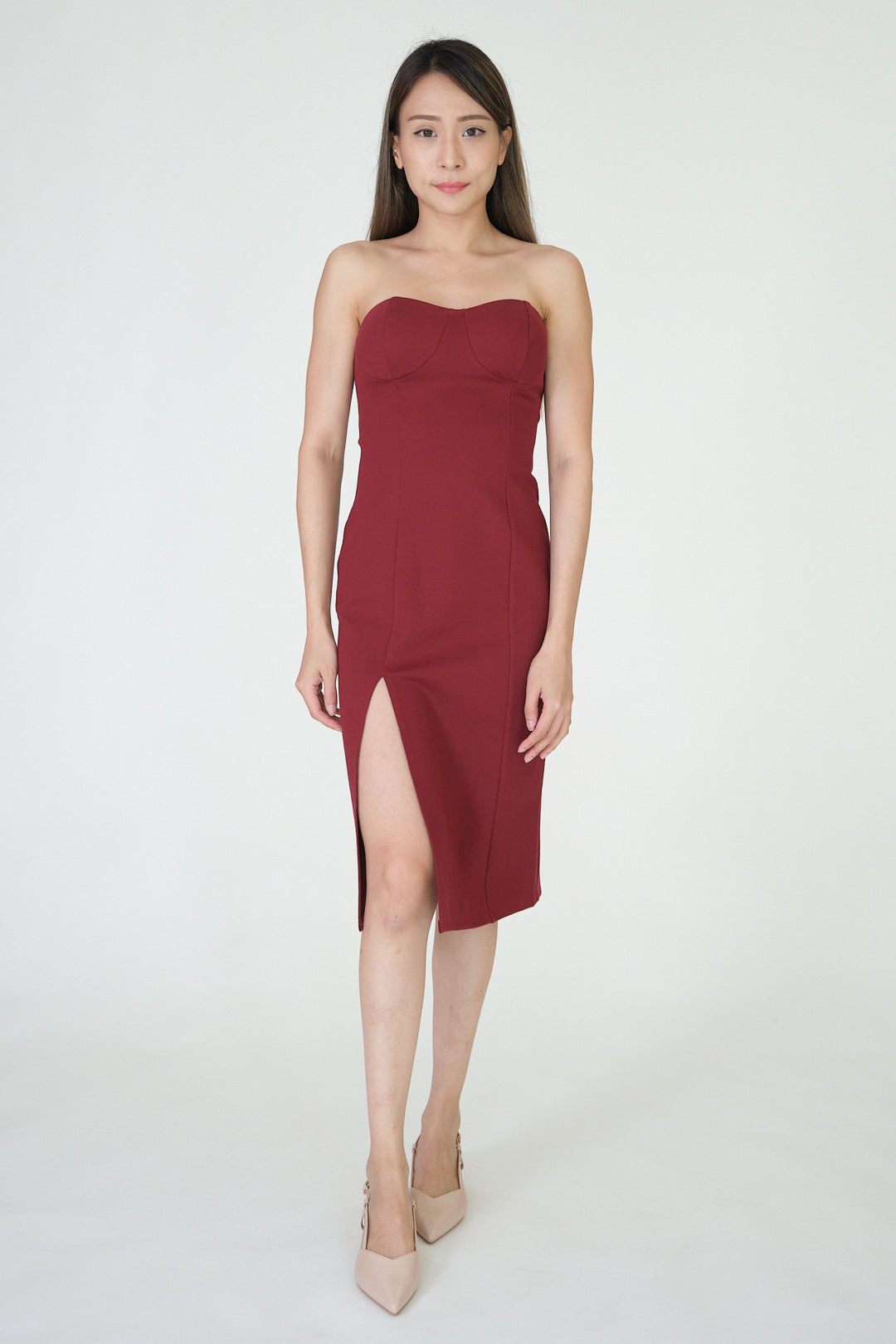 Chixxie Selena Slit Dress (Red)