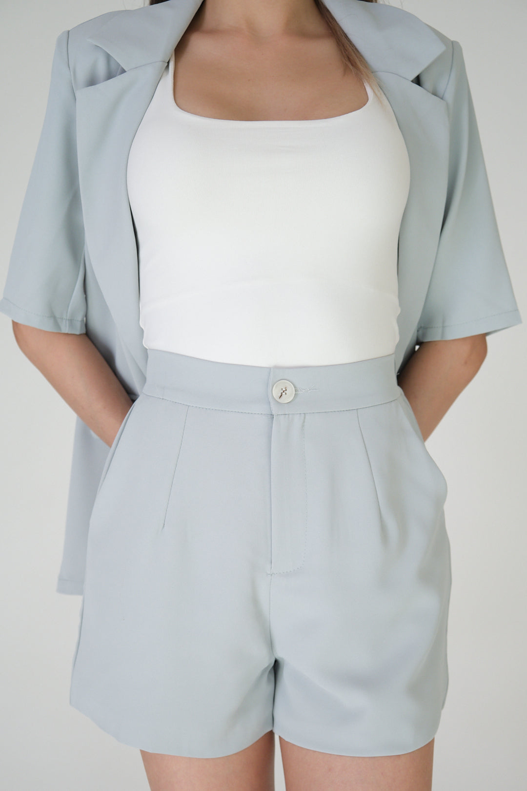 Chixxie Paris Blazer Two-Piece Set (Cyan)