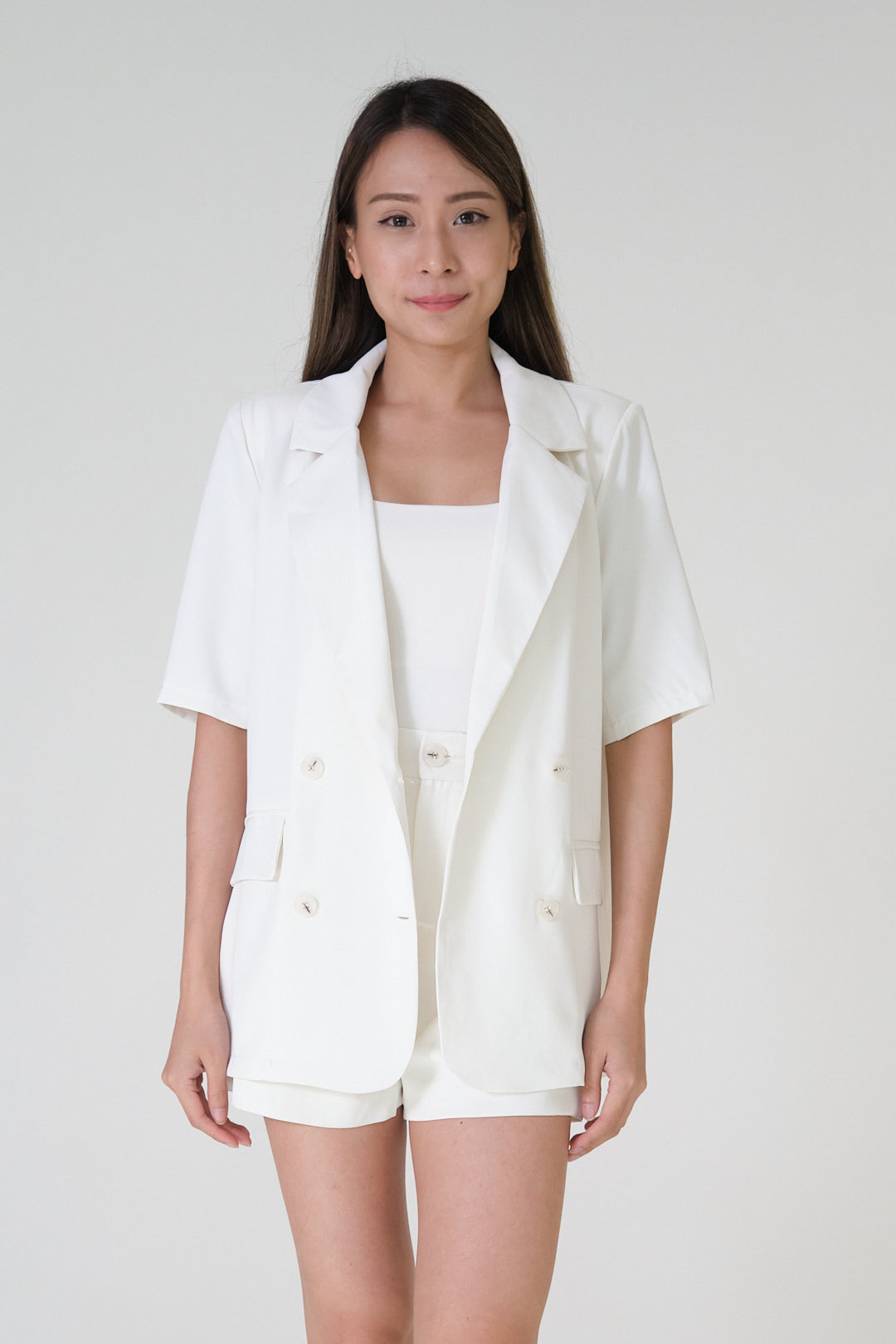 Chixxie Paris Blazer Two-Piece Set (White)