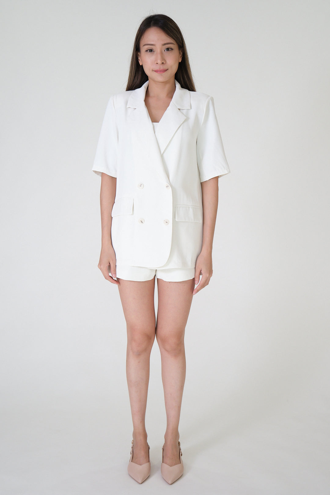 Chixxie Paris Blazer Two-Piece Set (White)