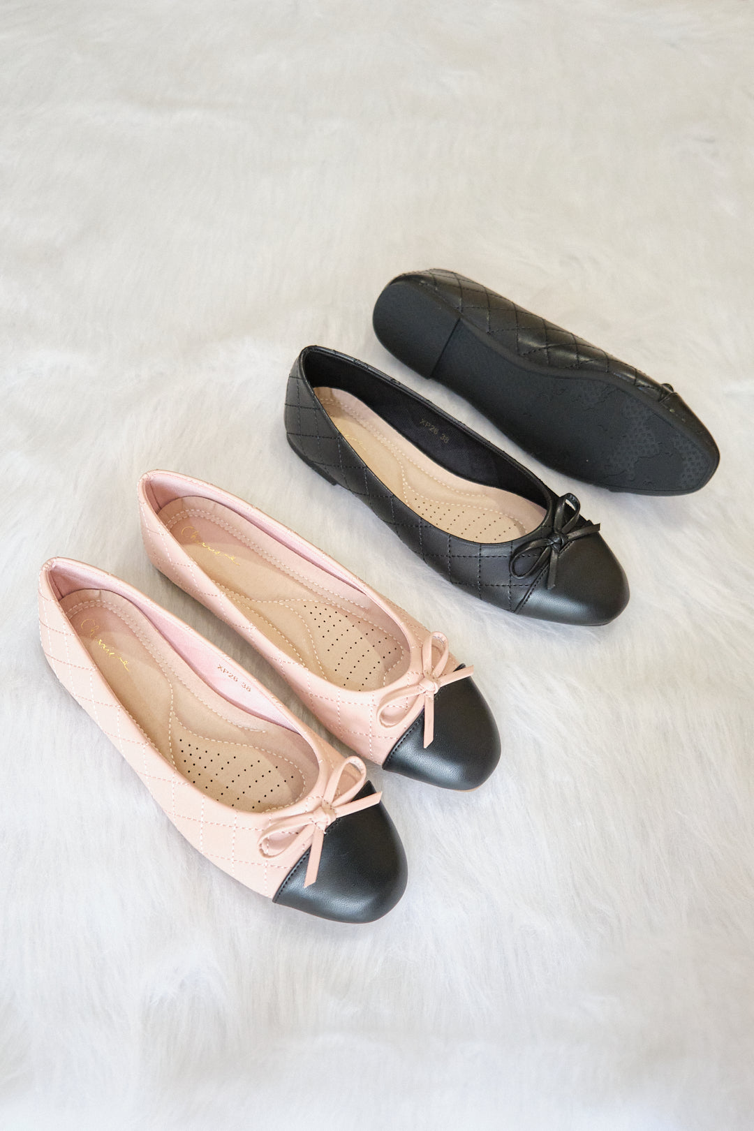 Chixxie XP26 Quilted Ribbon Round Toe Flats