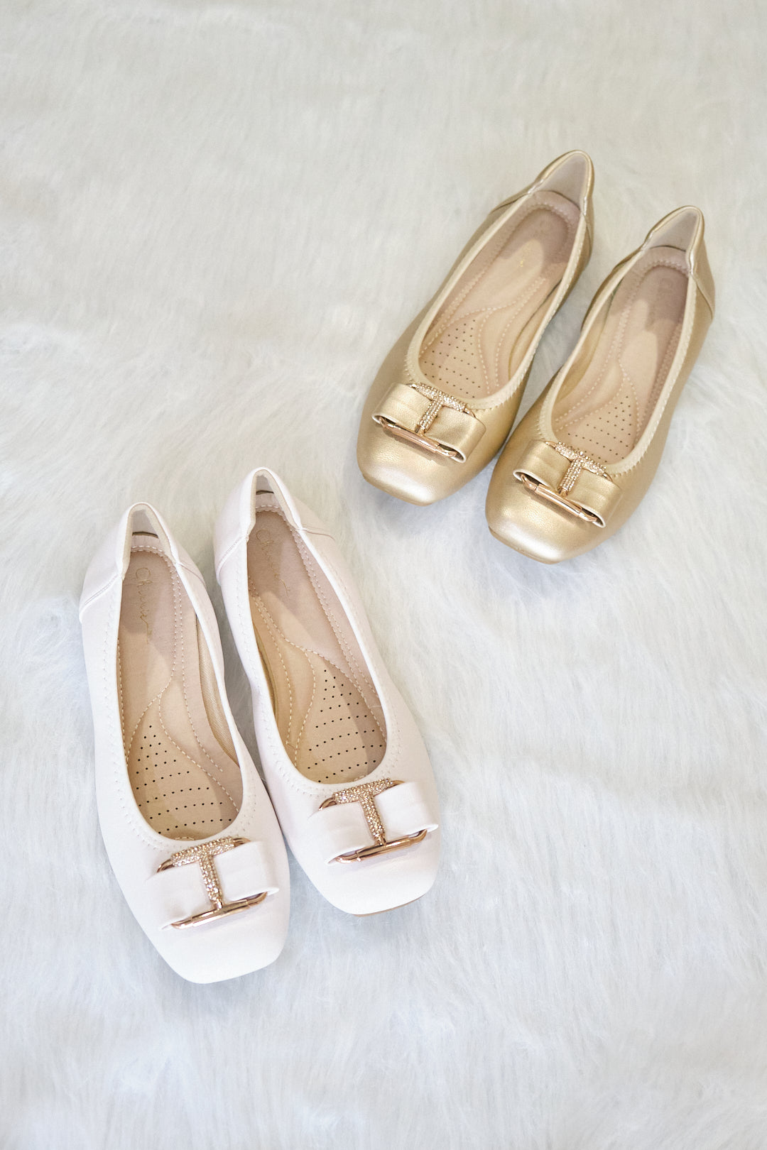 Chixxie XB23 Diamante Buckle Square Toe Flats