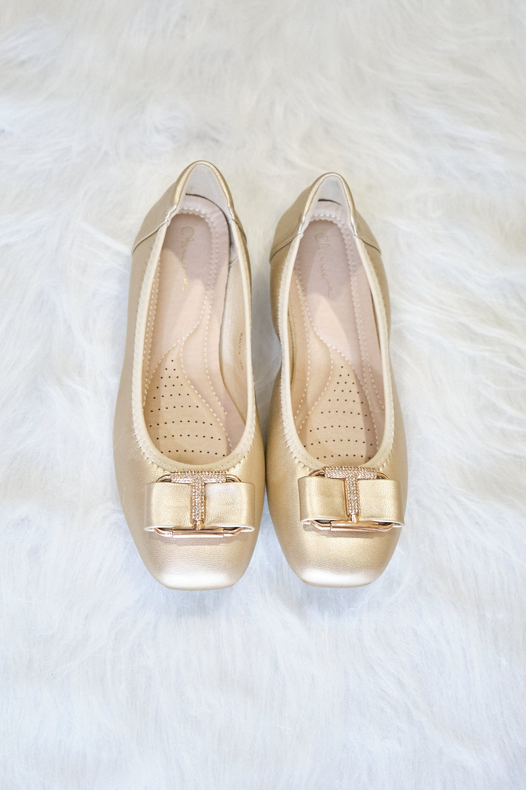 Chixxie XB23 Diamante Buckle Square Toe Flats
