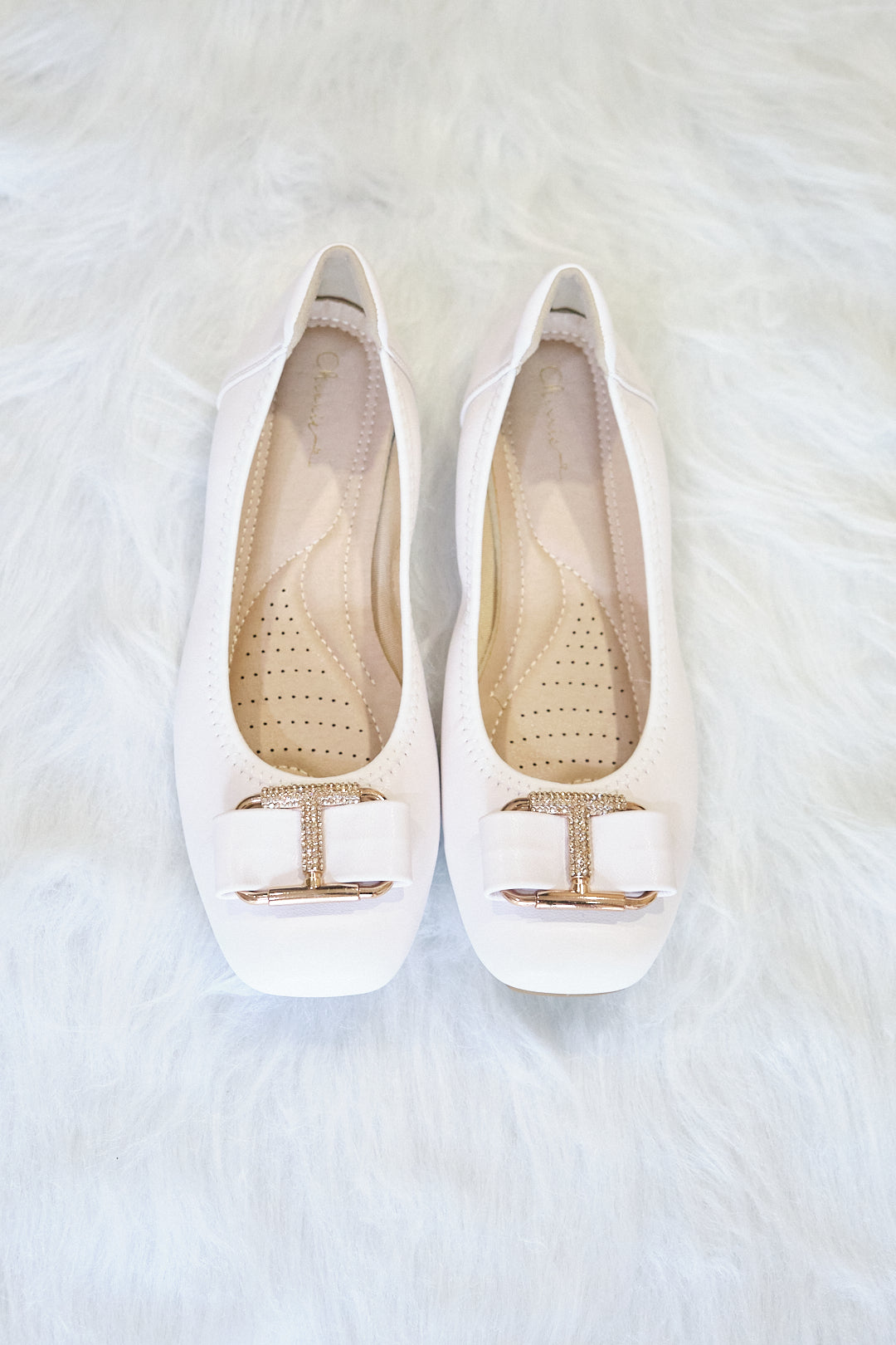 Chixxie XB23 Diamante Buckle Square Toe Flats