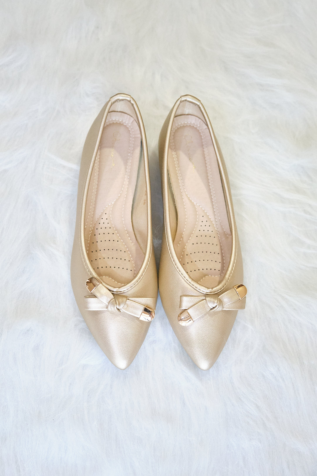 Chixxie XP24 Gold Ribbon Pointed Toe Flats