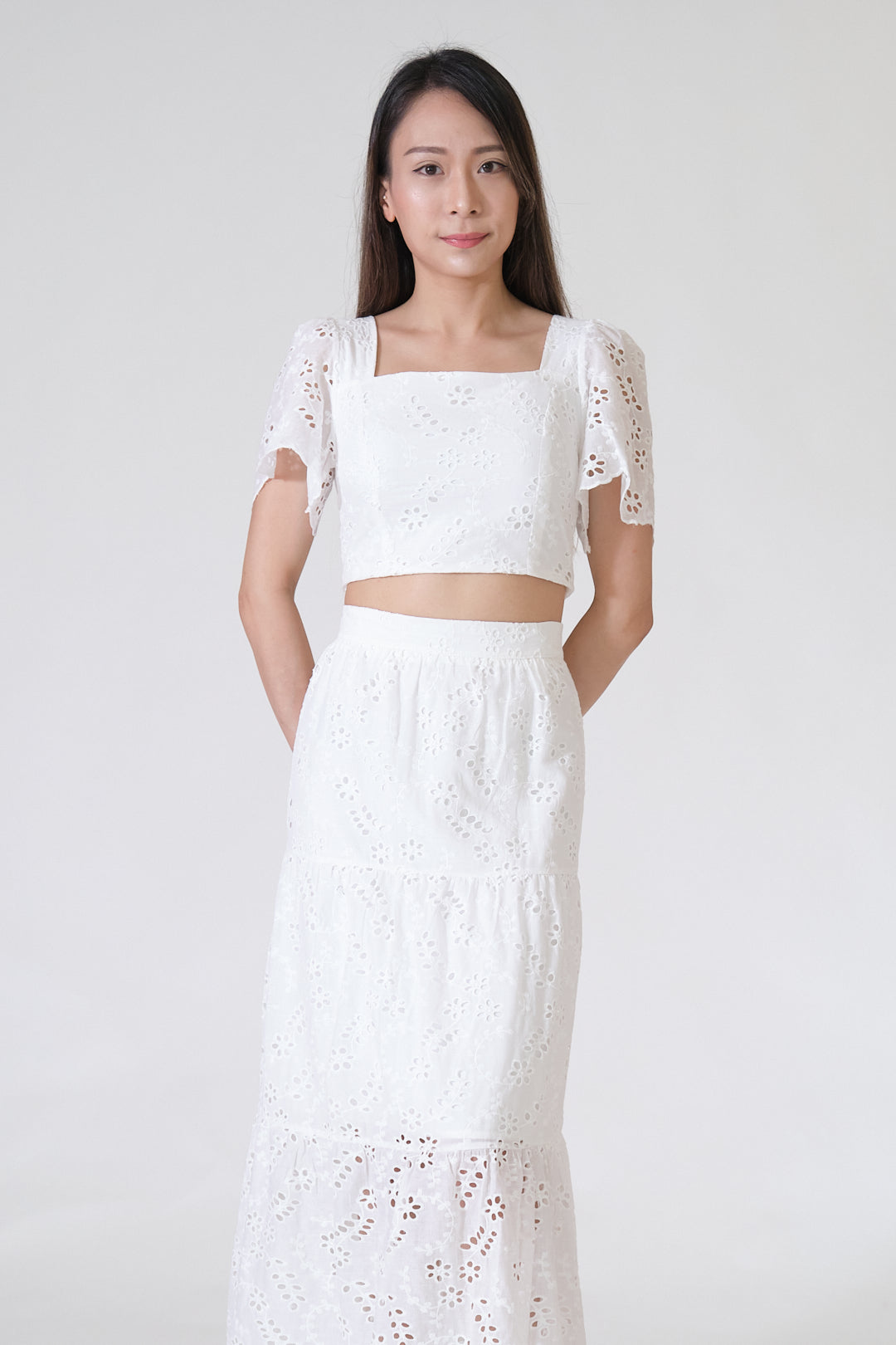 Chixxie Angela Lace Two-Piece Set (White)