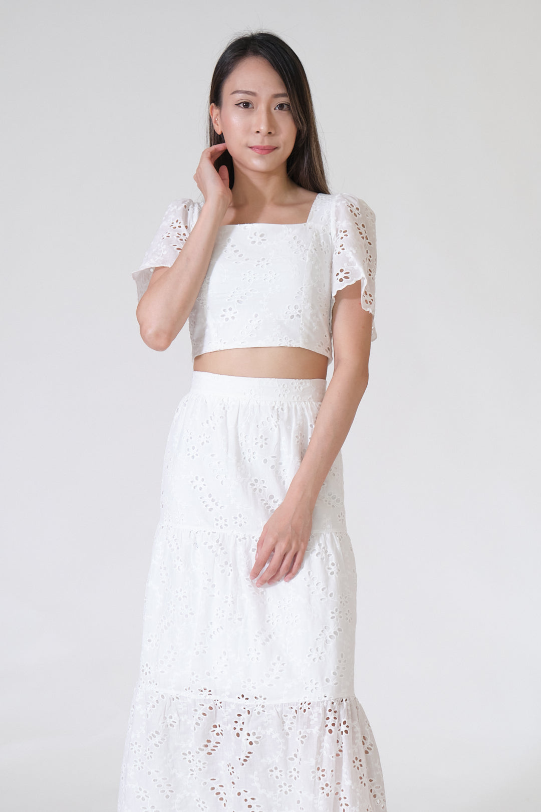 Chixxie Angela Lace Two-Piece Set (White)