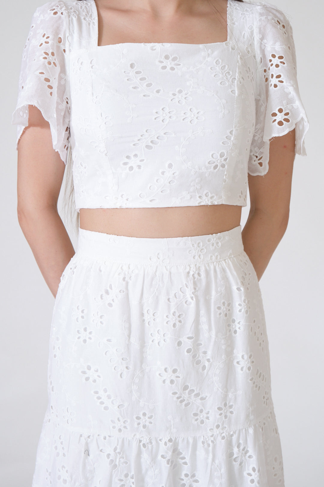 Chixxie Angela Lace Two-Piece Set (White)