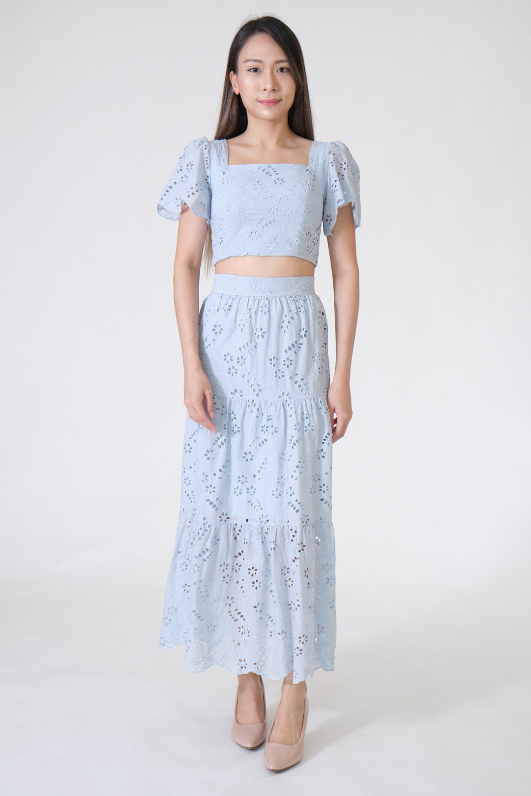 Chixxie Angela Lace Two-Piece Set (Blue)