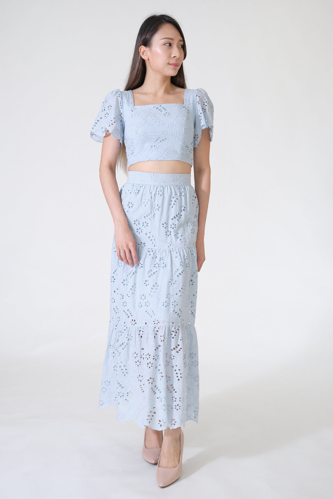 Chixxie Angela Lace Two-Piece Set (Blue)